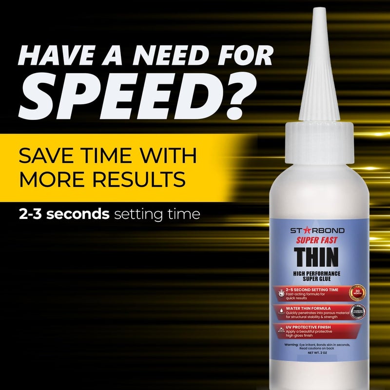 Starbond Super Fast Thin CA Glue â€“ Super Glue Pro Kit with Precision Microtips Anti-Clog Cap & Extra Nozzles â€“ Premium Cyanoacrylate Adhesive for Cracks, Joints, Woodturning, Hobby & Repairs, 2 oz - Image 3